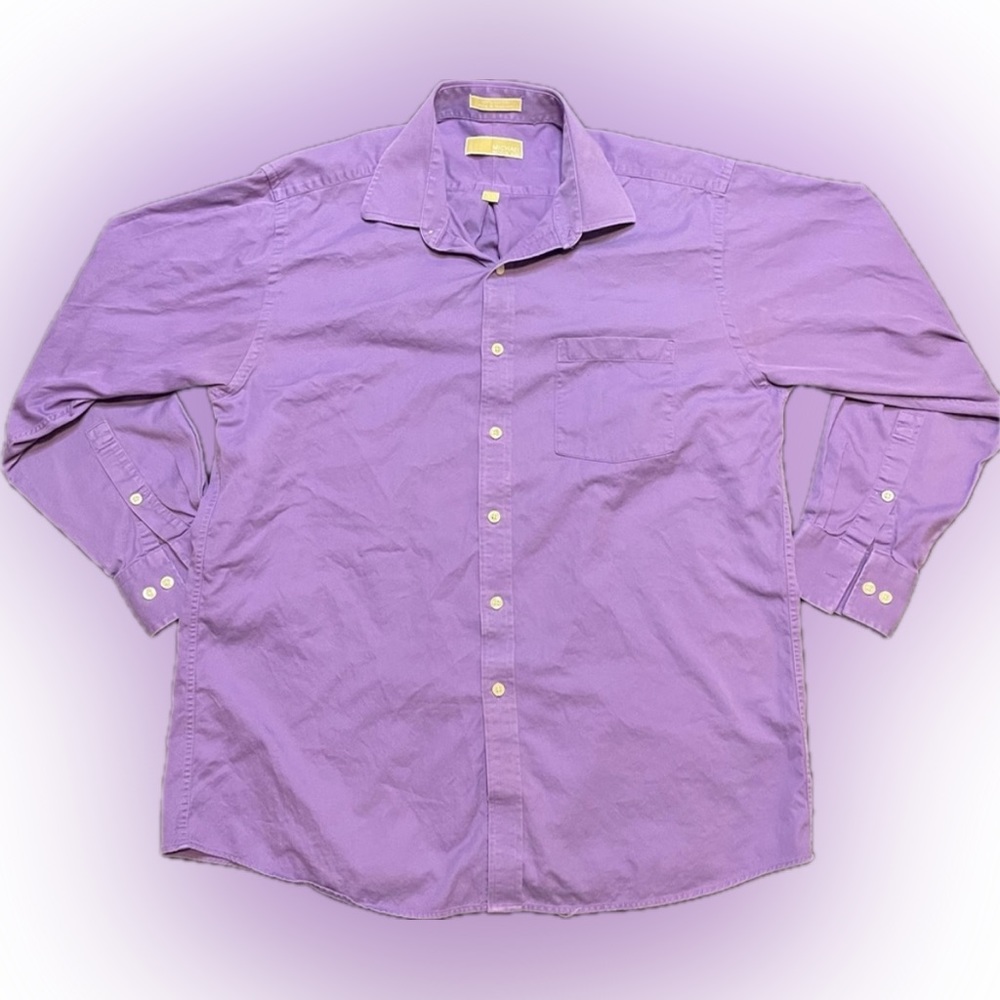 *SALE* Michael Kors Mens 16 1/2, 32/33 Purple Long Sleeve Button Classic Fit